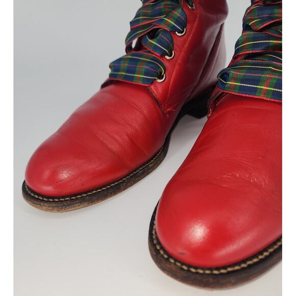 Vintage Justin Red Leather Lace-Up Boots Women’s 7.5B - Picture 12 of 16